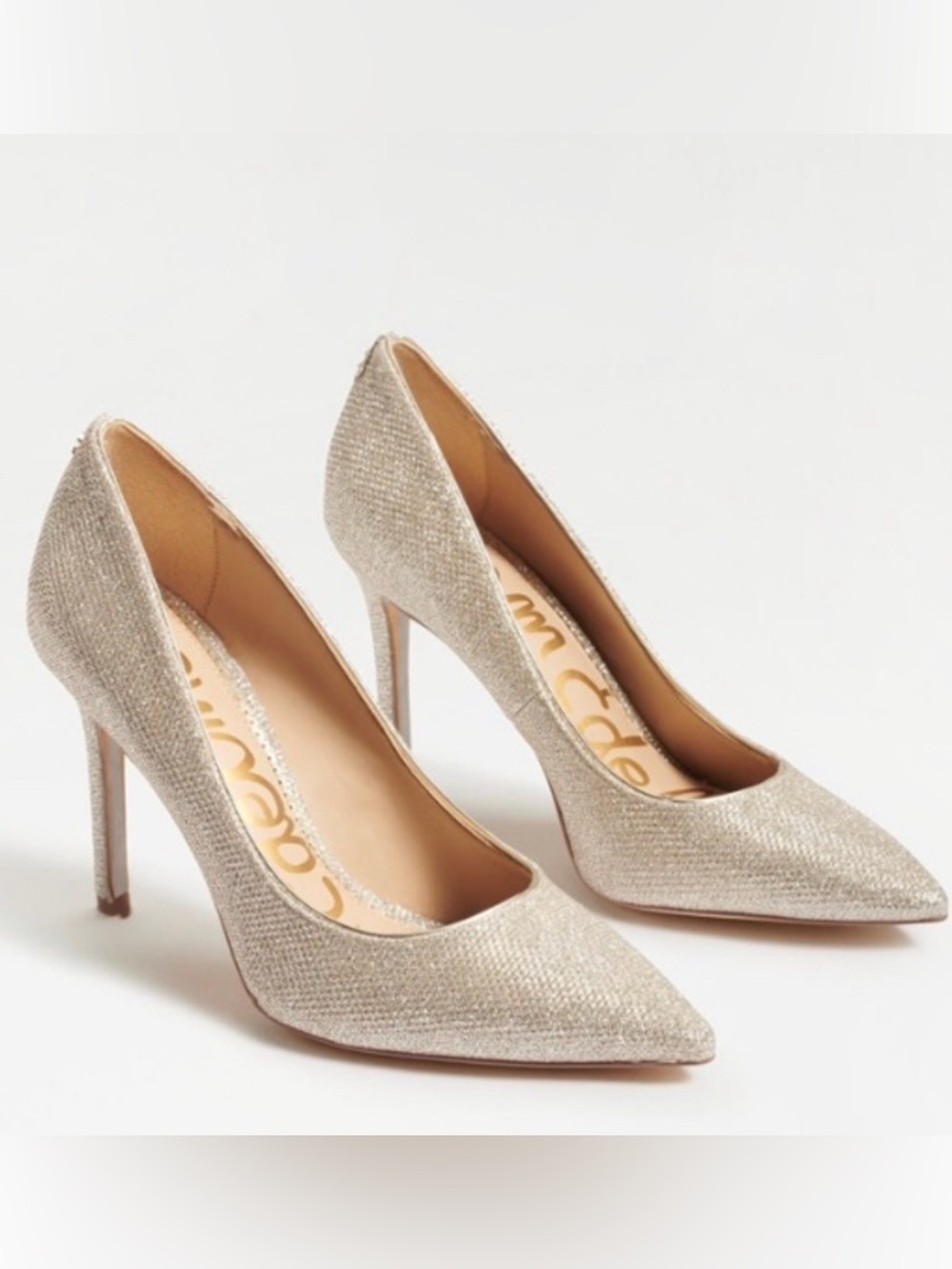 Sam Edelman Metallic Glitter Pointed-Toe Stiletto Pumps - Gold